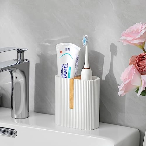 Toothbrush Holder - Matte White Bamboo
