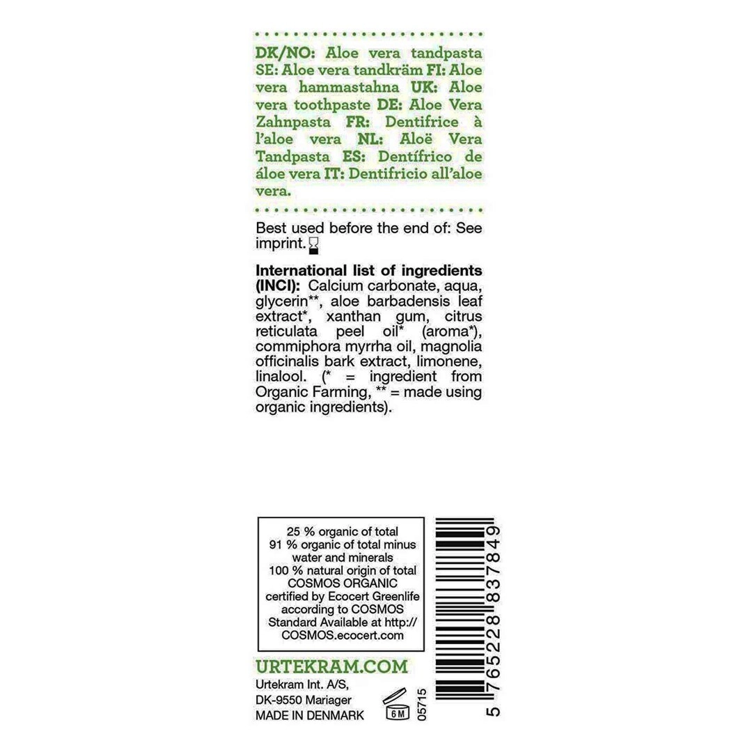 Fluoride-Free Organic Aloe Vera Toothpaste 75ml