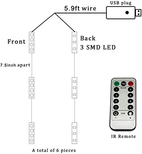 Six in One Down Lights - 1 Pack USB Powered White LED