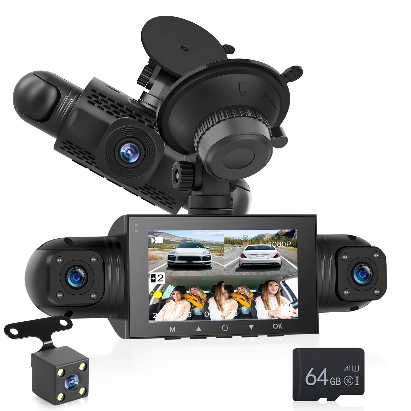 NHOPEEW 4 Channel Front and Rear Dash Cam - 1080P