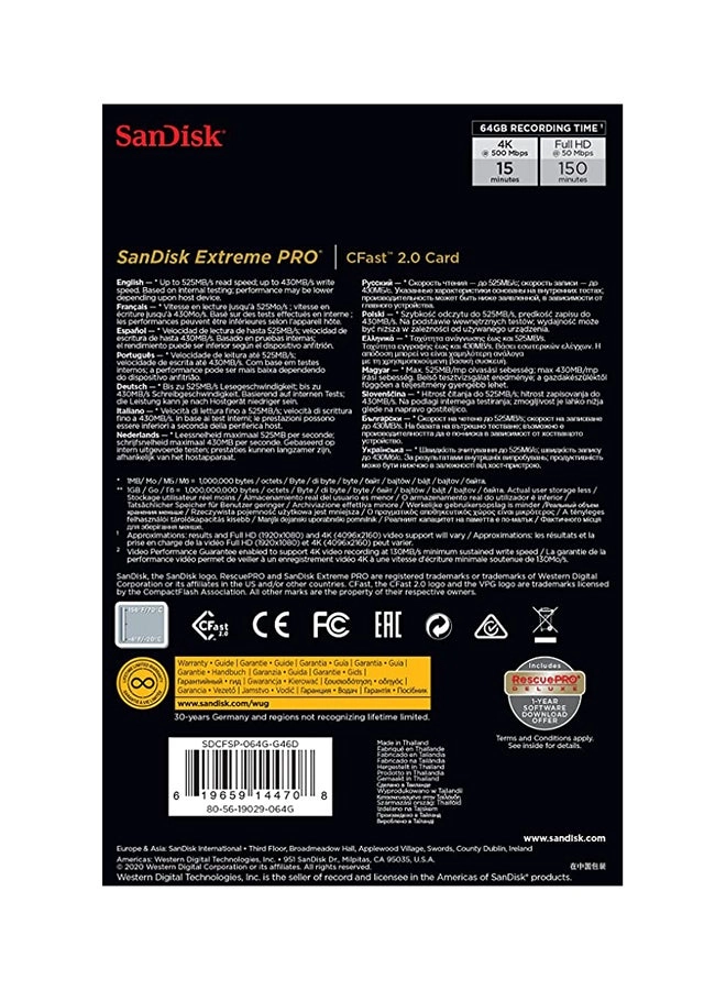 Extreme PRO CFast 2.0 - 64GB