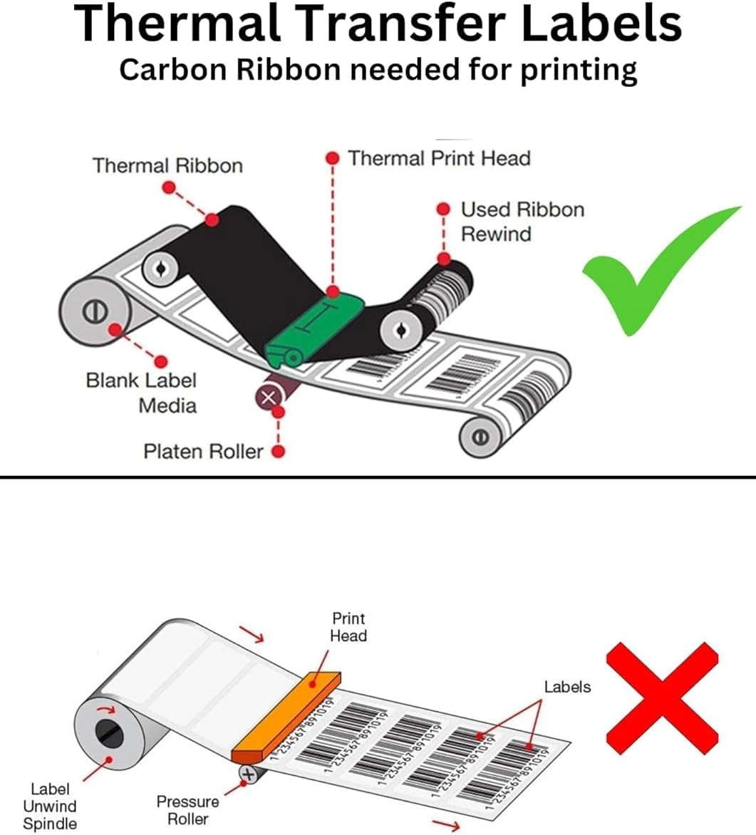 Thermal Transfer Barcode Label Stickers - Pack of 6 1.5" × 2.5" (40 × 60 mm)