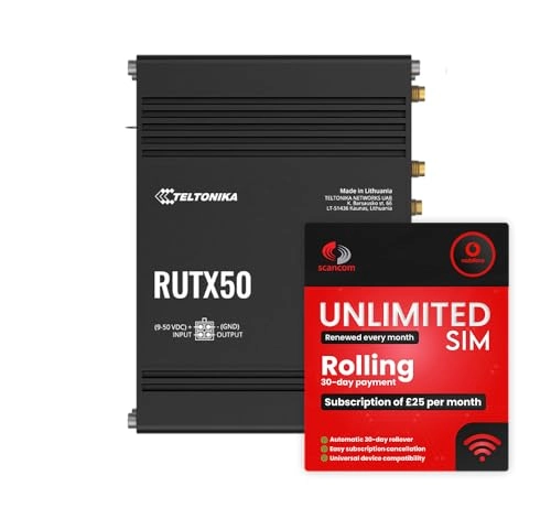 RUTX50 - 5G Dual Network + Vodafone Rolling 30-Day UK Data Plan