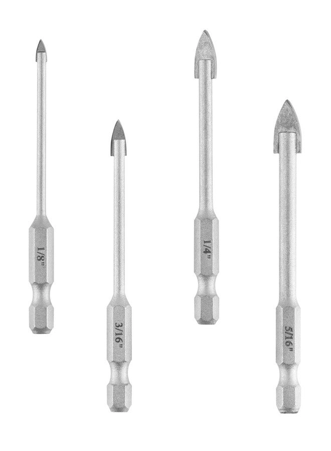 Inditrust Professional Ceramic Glass and Tile drill bit - High Carbon Steel 4 PC. 1/8" 3/16" 1/4" 5/16"