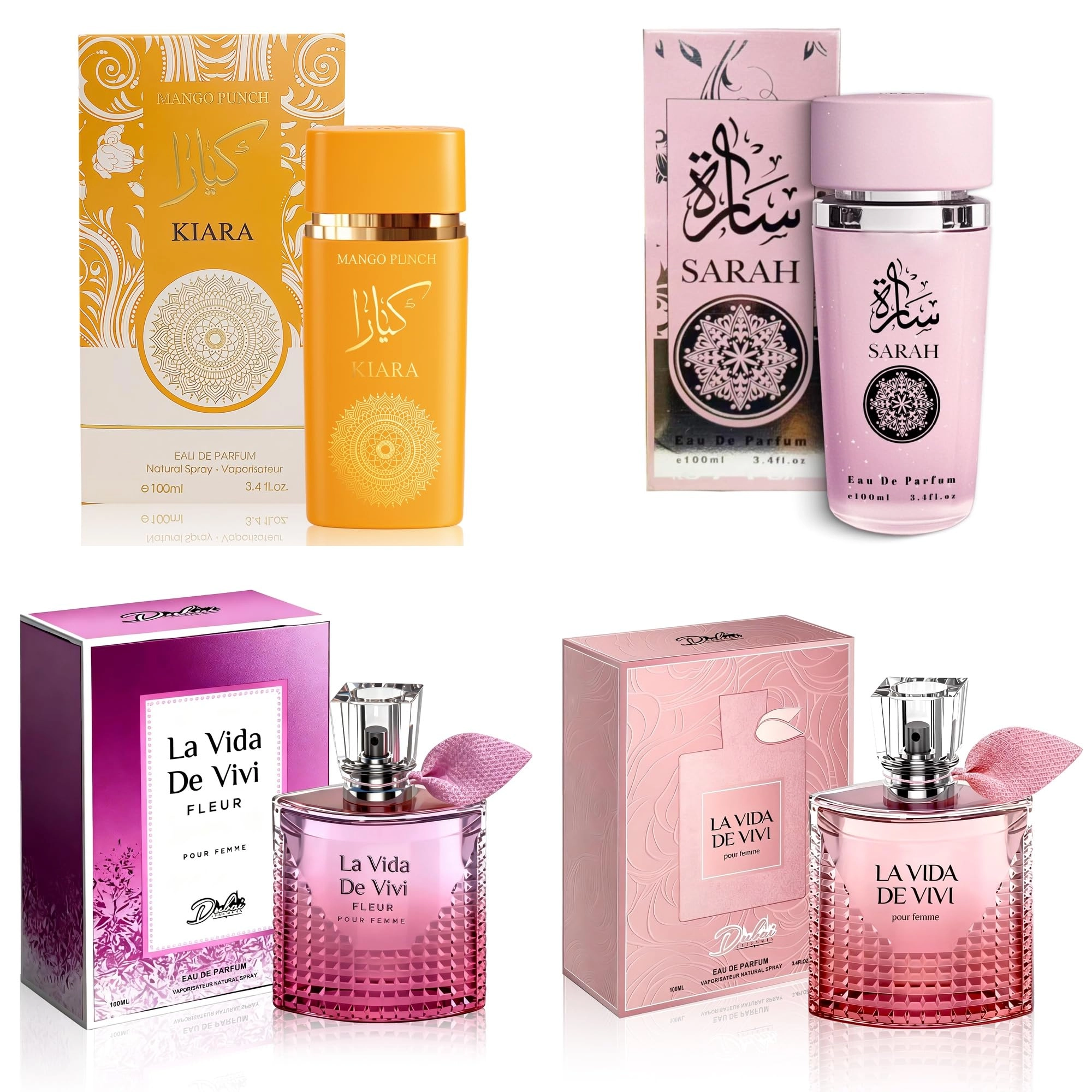 AFLUXE Kiara Mango Punch + Sarah Pink + La Vida de Vivi Fleur + La Vida de Vivi Pour Femme