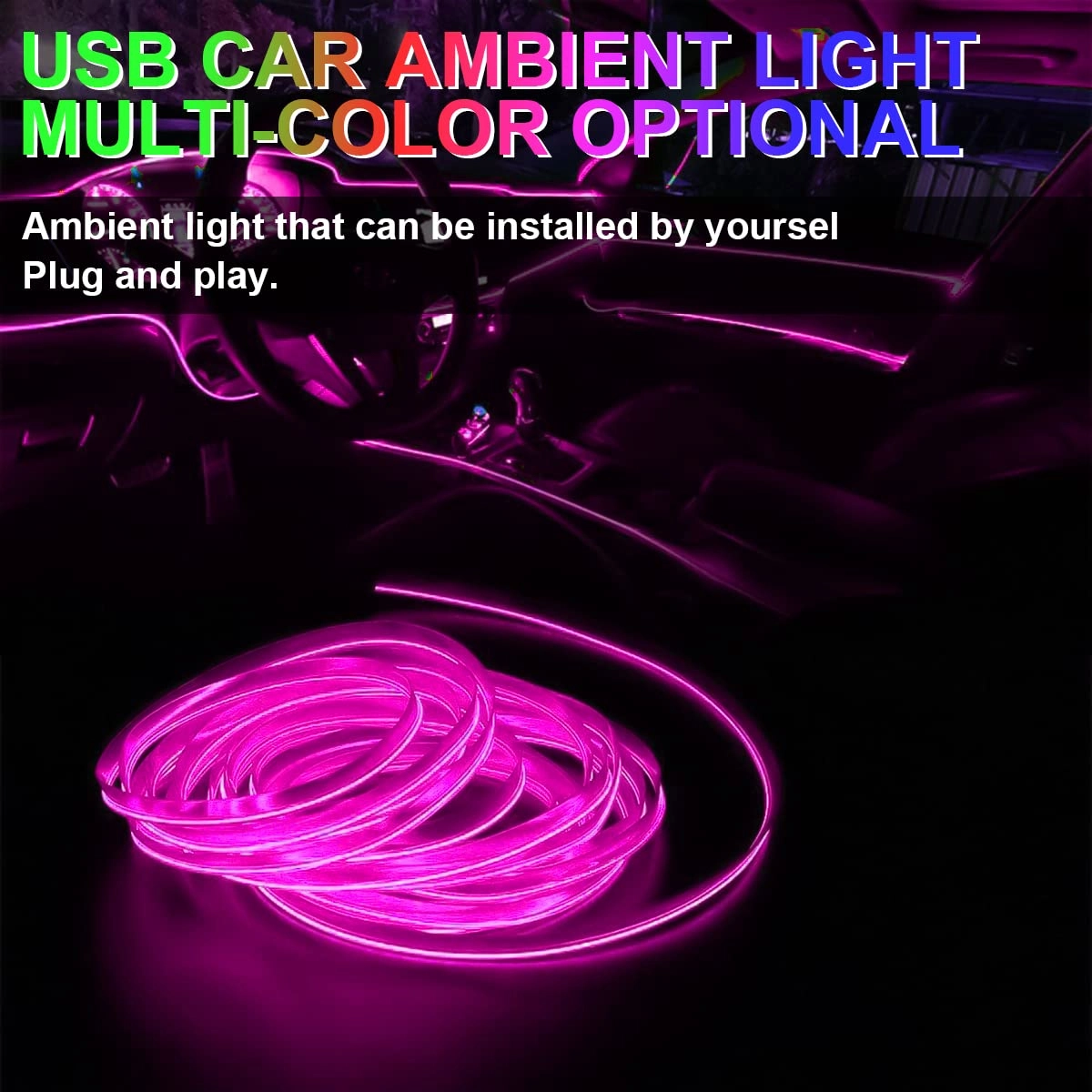 EL Wire Interior LED Strip Lights - 10FT