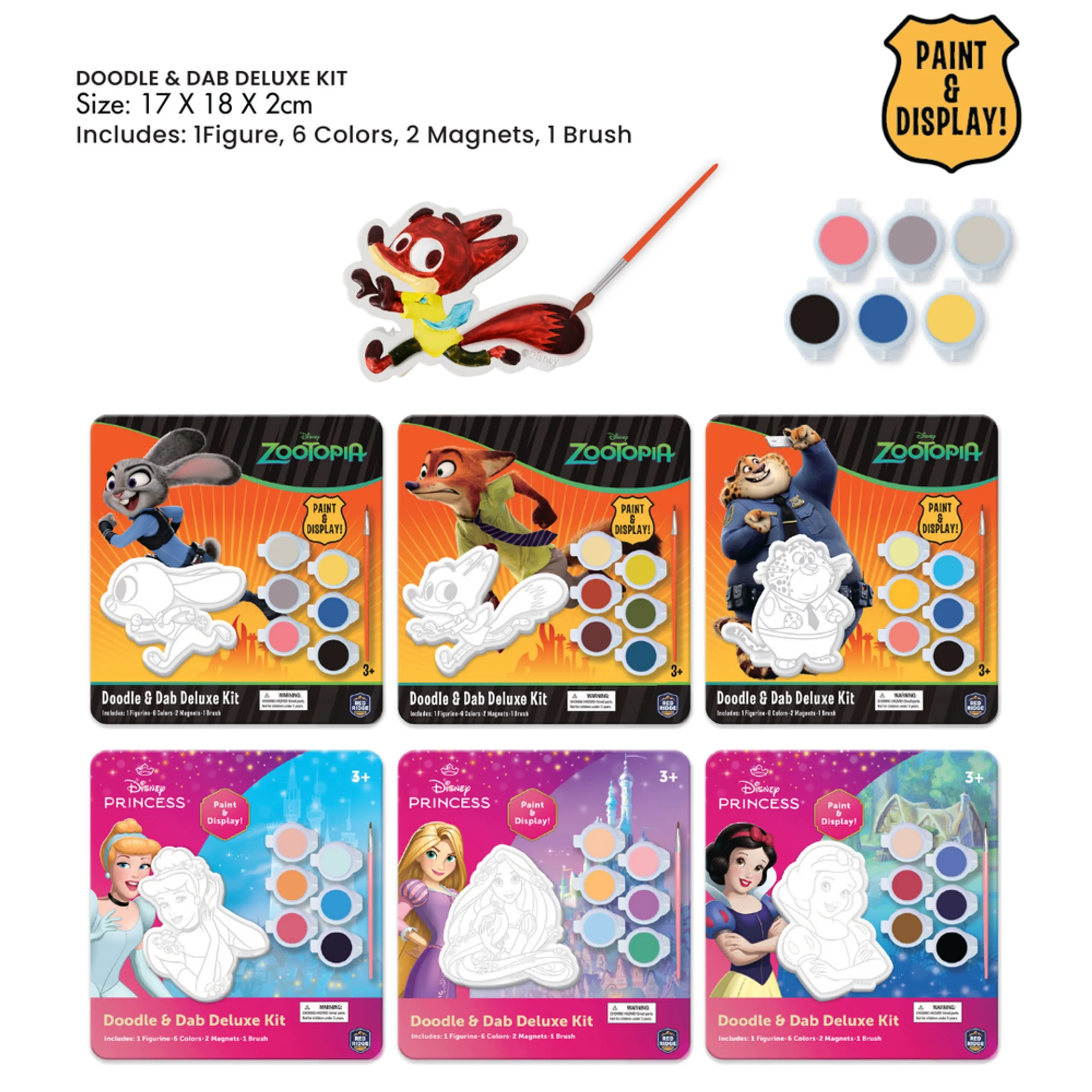Zootopia Paint Your Own Nick Figurine Kit - 1 Nick Hopps figure 6 paint colors 1 brush 2 magnets