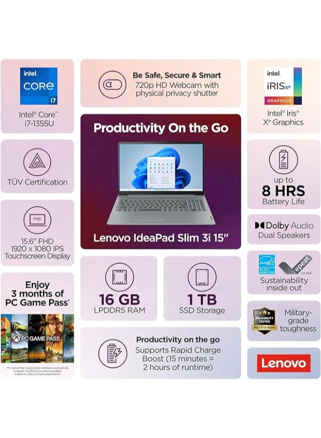 IdeaPad Slim 3 15IRU8 - 15.6'' Core i7-1355U 16GB DDR4 1TB SSD + Wired Gaming Headset
