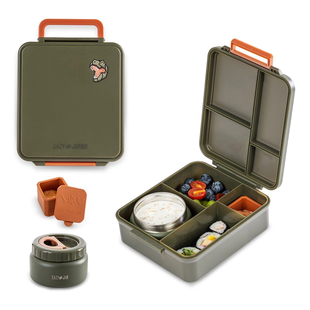 Jumbo Lunch Box - 1600ml + Stainless Steel Food Jar - 290ml + Spoon & Fork
