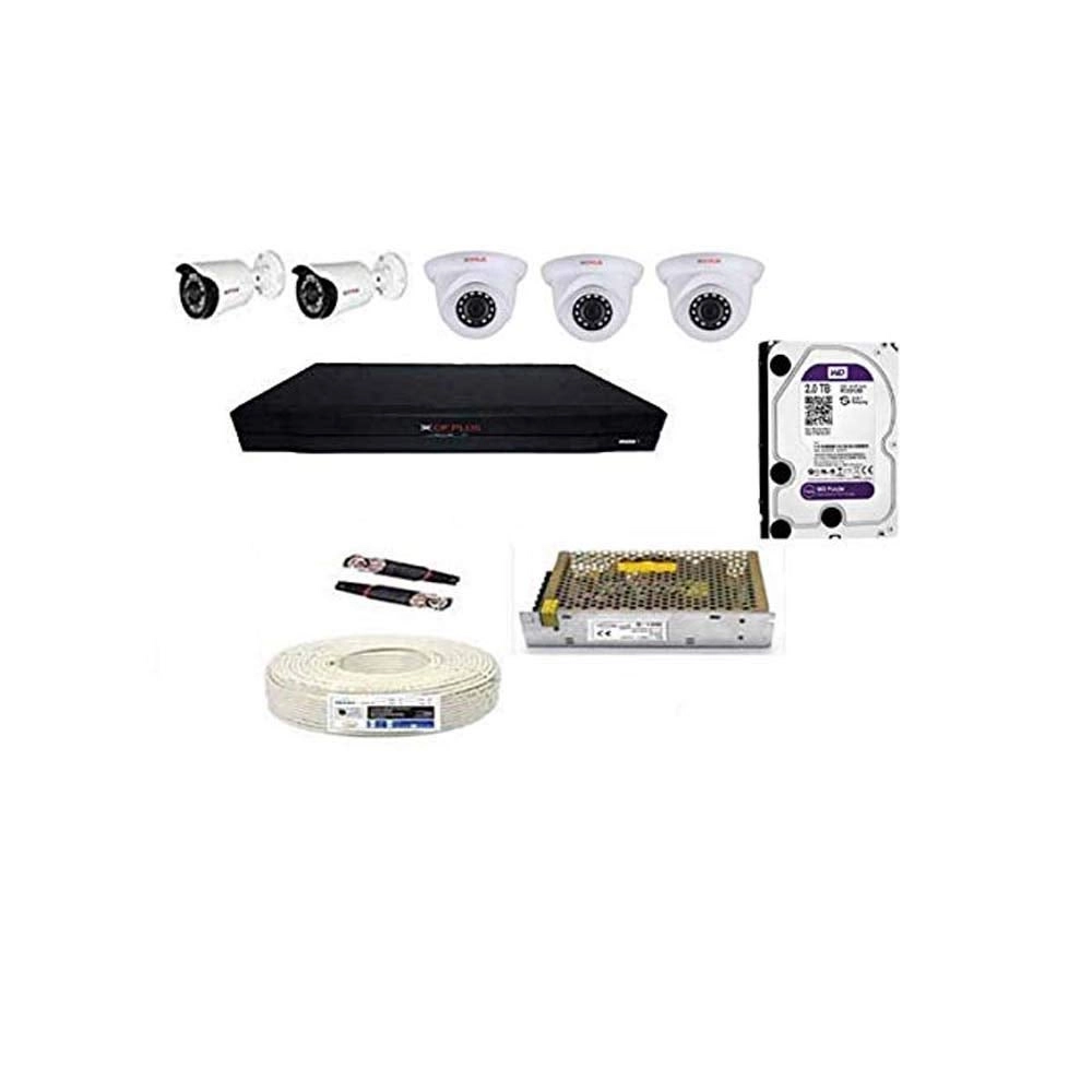 CP Plus Dvr + Hard Disk + Dome Camera + Bullet Camera + Power Supply + BNC/DC Connectors + Wire Roll - 2-Tb 8-Channel