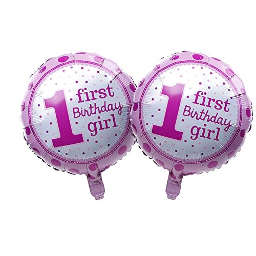 First Birthday Girl Polka Foil Balloon - Pack of 2 Birthday Party