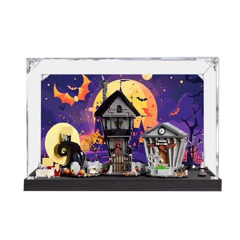 HCAEIOFJ Clear Acrylic Display Case - 22.44x13.77x13.77in. (57x35x35cm) Black Bottom+backgrund