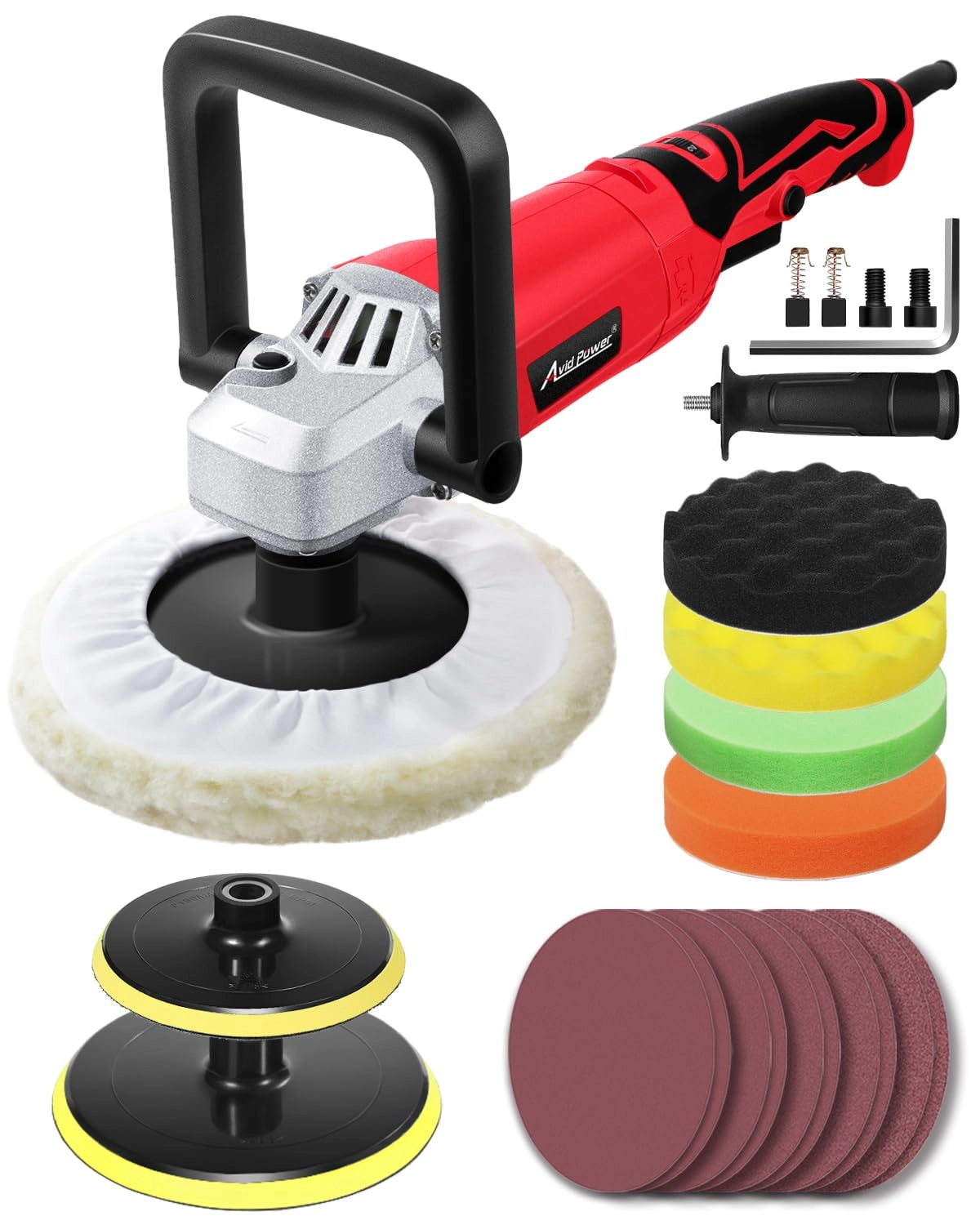 AVID POWER Car Buffer Polisher - 1200W 7 Inch/6 Inch