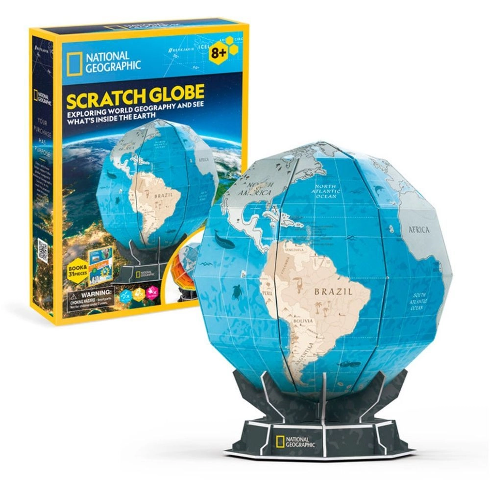 CubicFun National Geographic Scratch Globe 3D Puzzle (DS1082H) - 31 pcs, LED