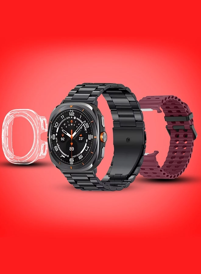 SK7 Ultra + Stainless Steel Band + Silicone Band + Charging Cable + TPU Case Protector