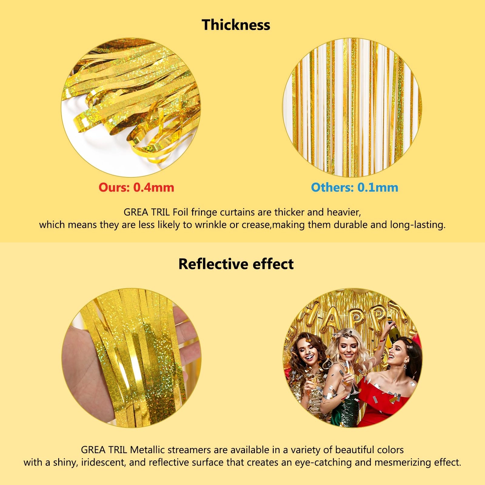 Gold Foil Curtain Backdrop - 2 sets birthday