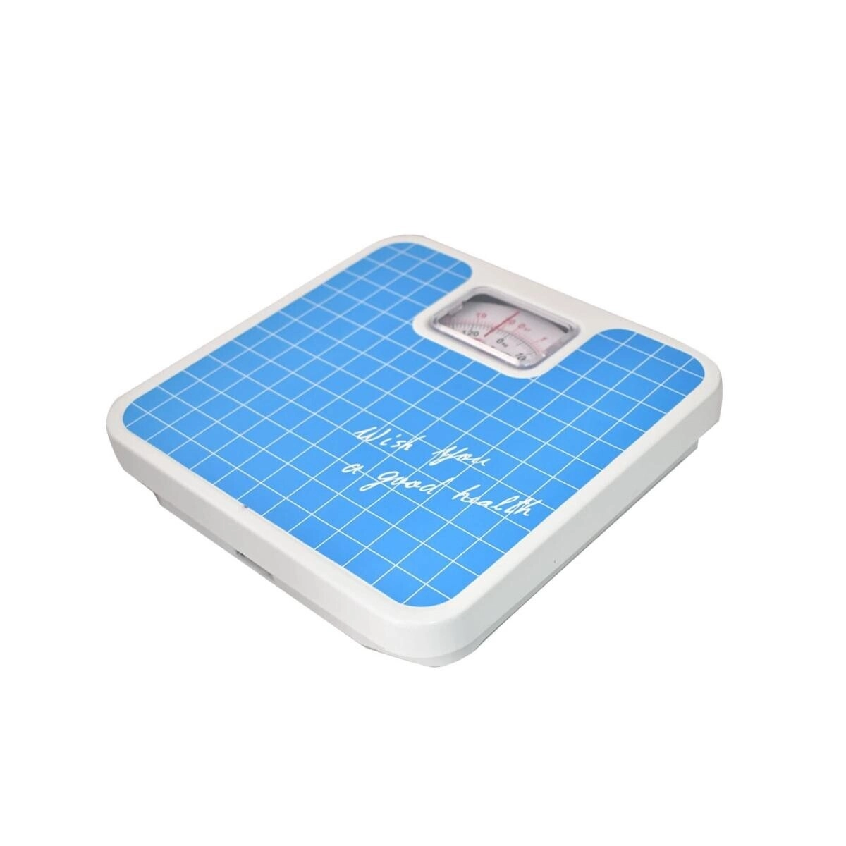 Blue Grid Analog Personal Weighing Scale - 130kg non-slip finish
