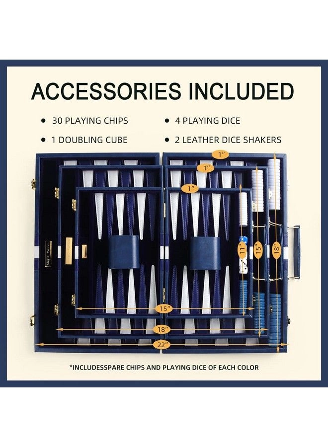 Backgammon - Travel Blue Premium Leather Case