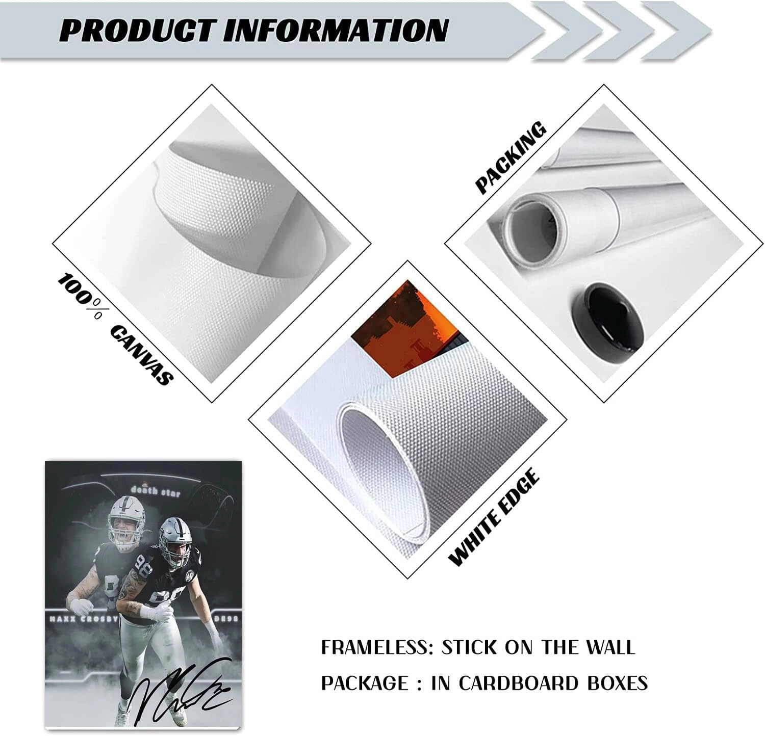 Maxx Crosby Poster - Canvas 24 x 36 in Unframed