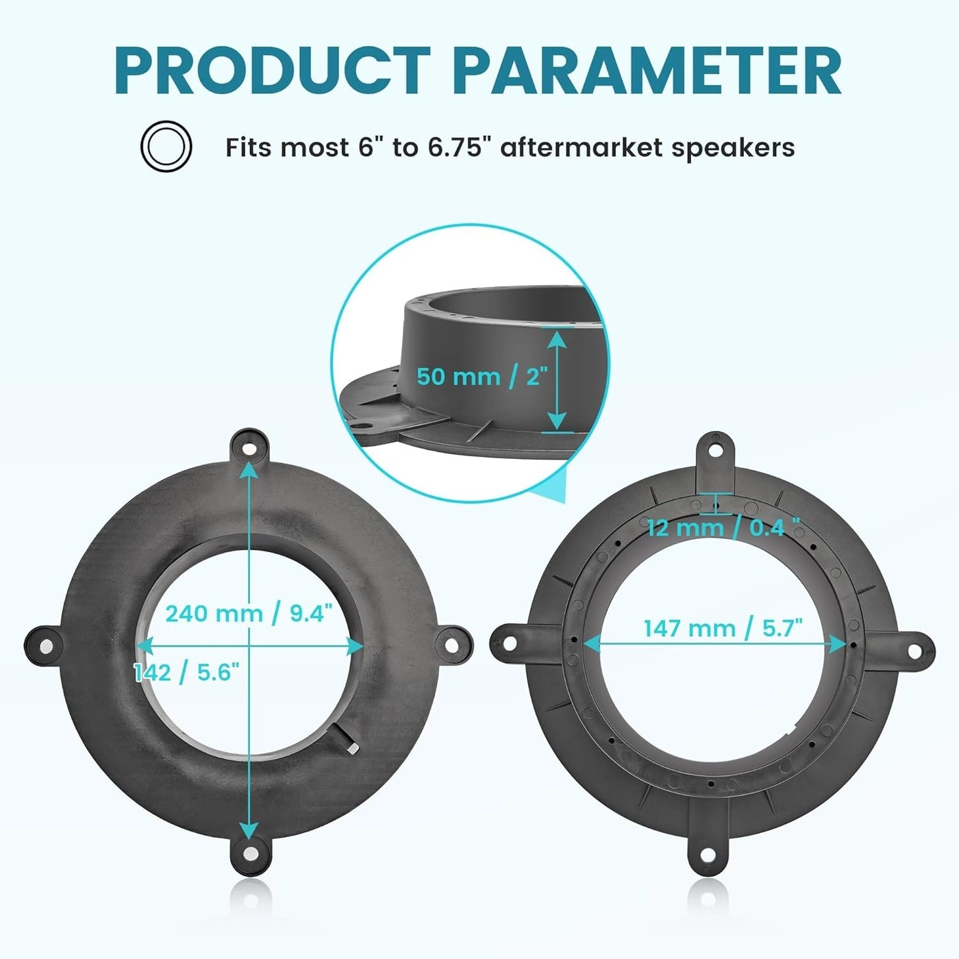 Speaker Spacer Adapter - 6-6.75 inch Front Door for Mazda