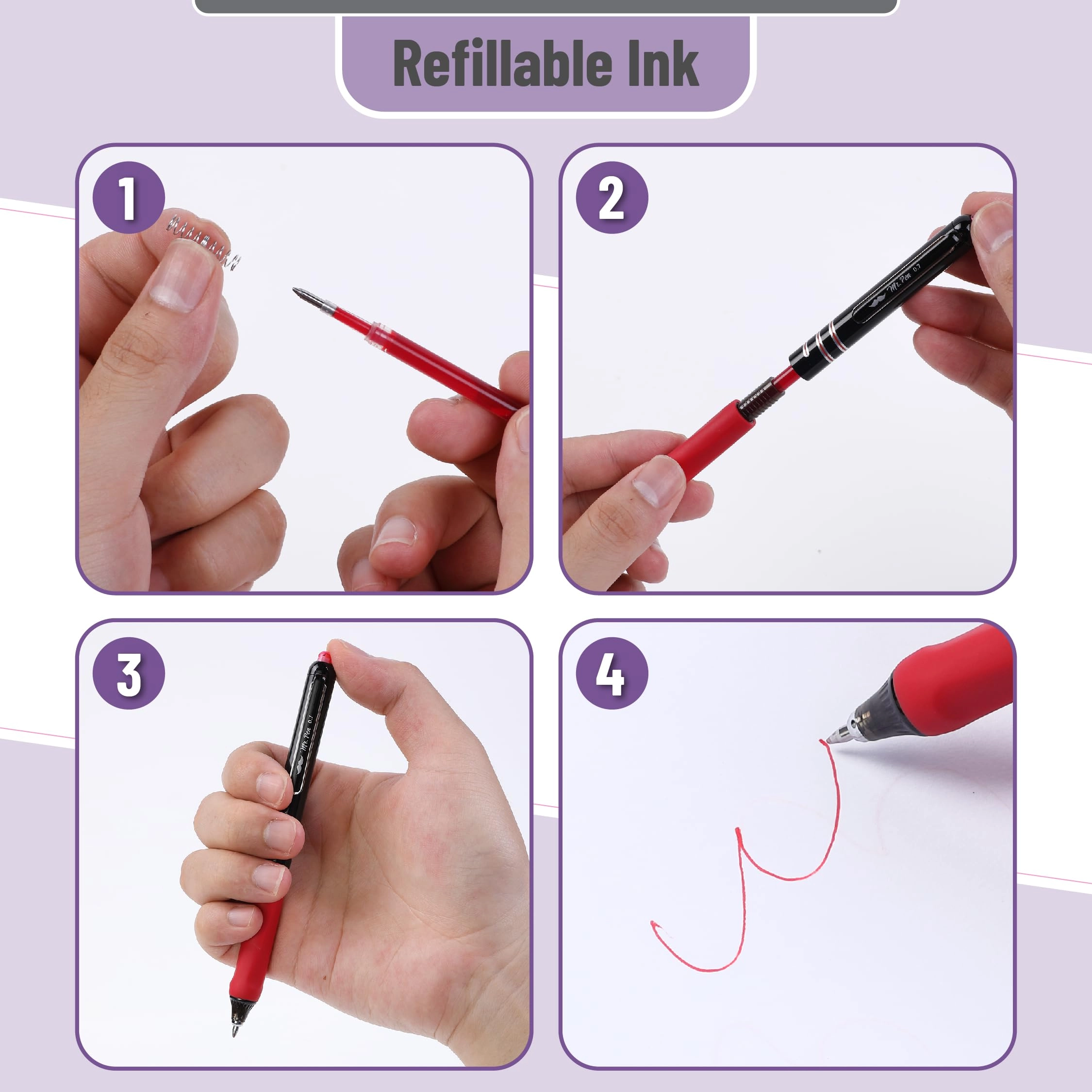 Retractable Gel Pens - 12 Pack 0.7mm