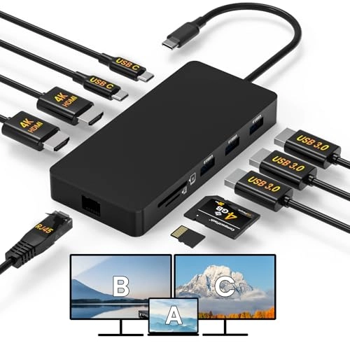 Fophmo Laptop Docking Station - Dual 4K 1000Mbps 100W PD