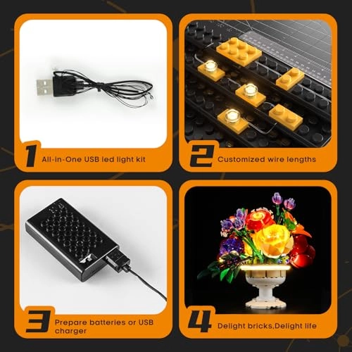 Flower Arrangement - LED light kit Compatible with Lego 10345