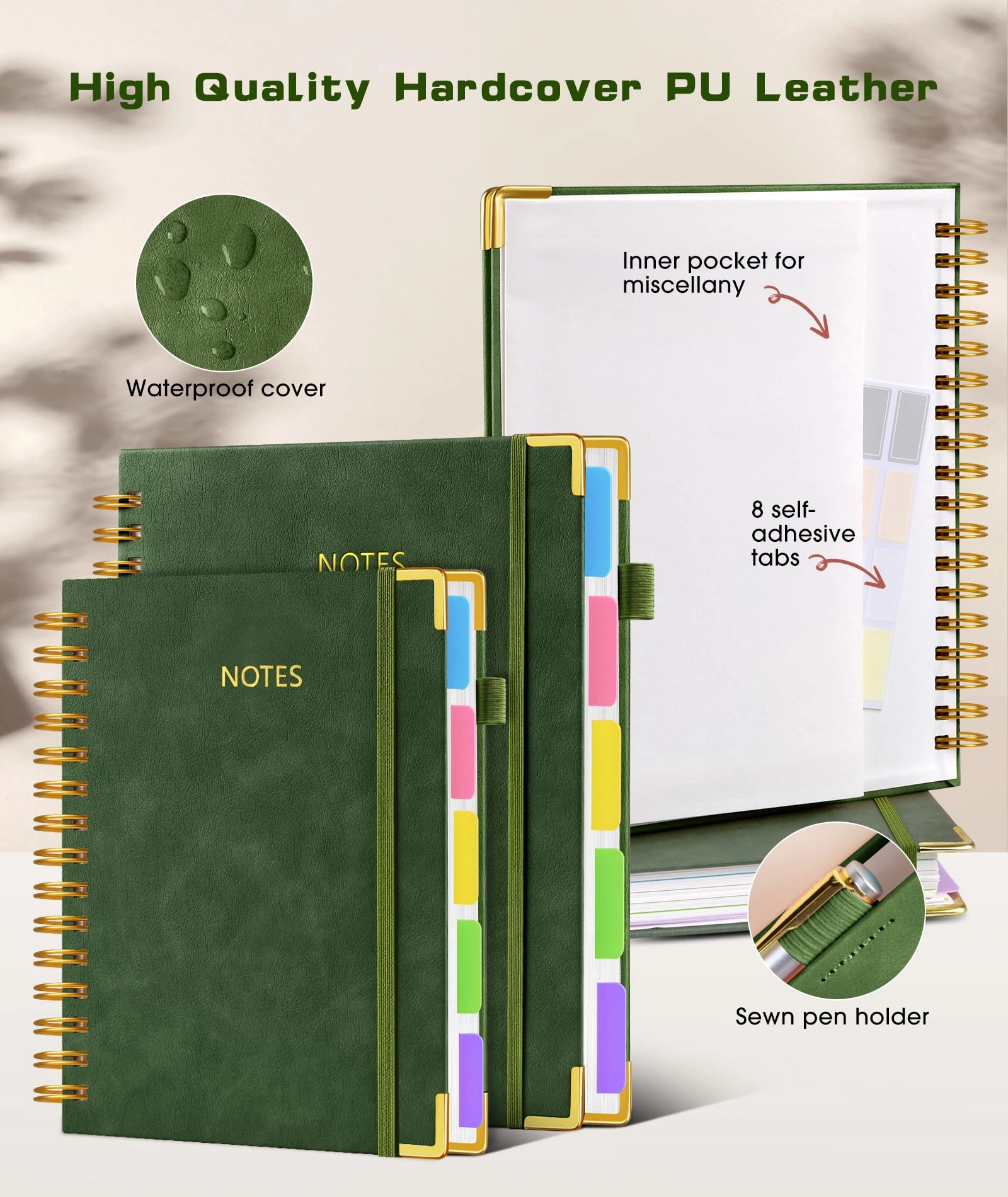 Hardcover Spiral Notebook A5 Spiral - Lined 300 Pages
