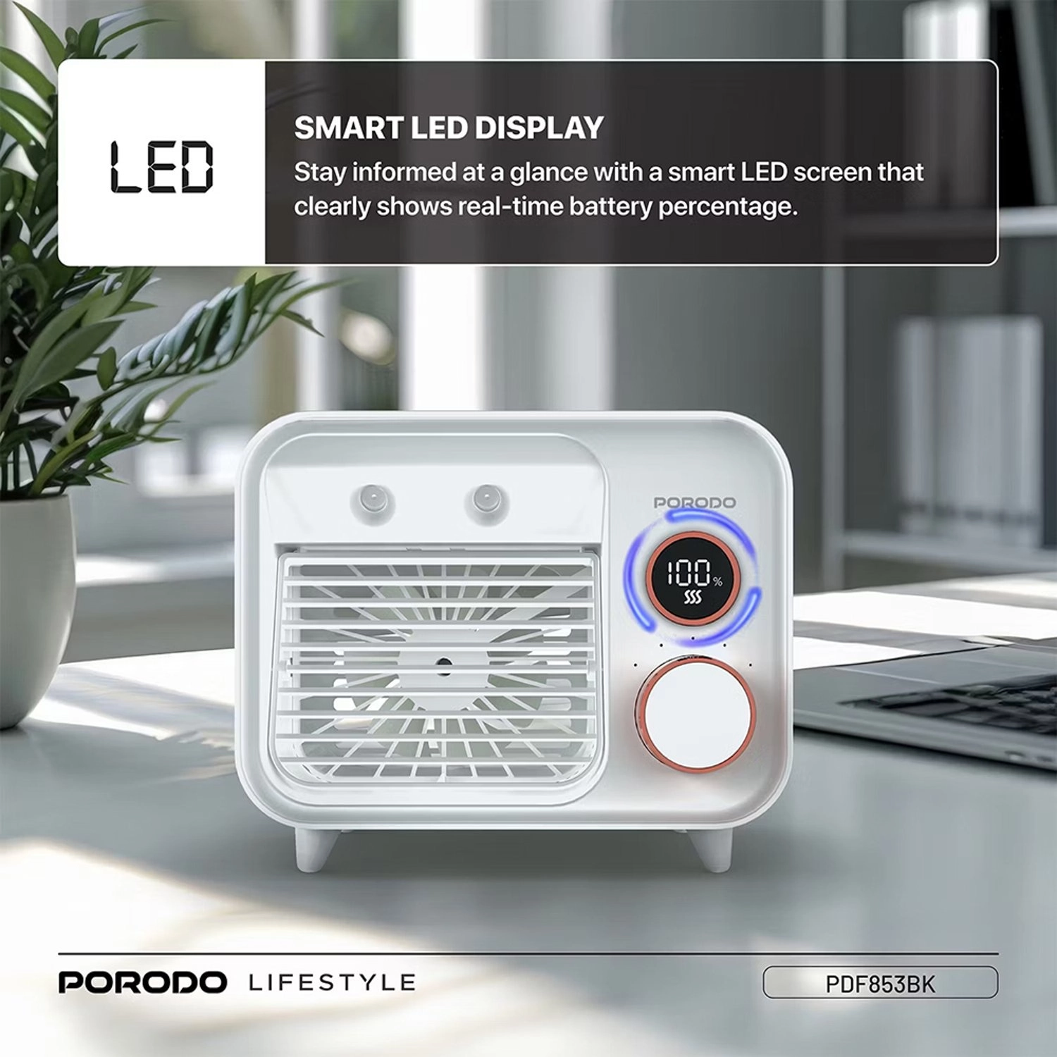 2-In-1 Mist Fan - 2000mAh 100-Level Speed Digital Display