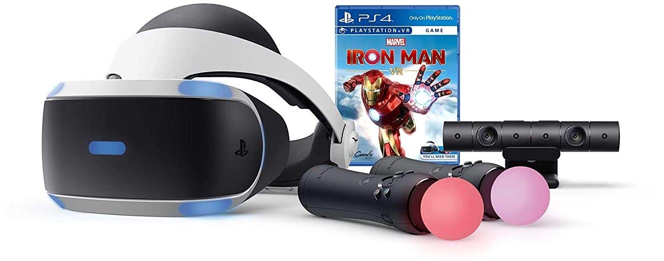 Sony VR headset + Camera + Move motion controllers + Marvel's Iron Man VR blue-rays disc + Demo disc 3.0