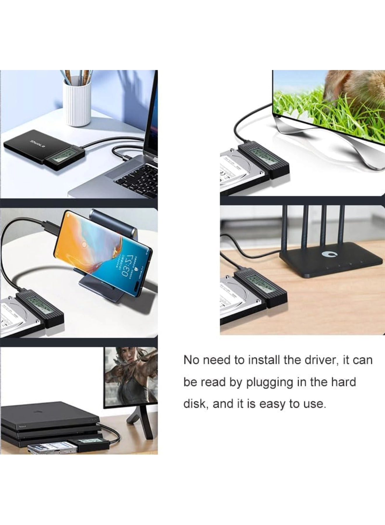 SATA to USB Adapter Cable - USB 3.2/3.1/3.0 Type-C LCD Speed Display