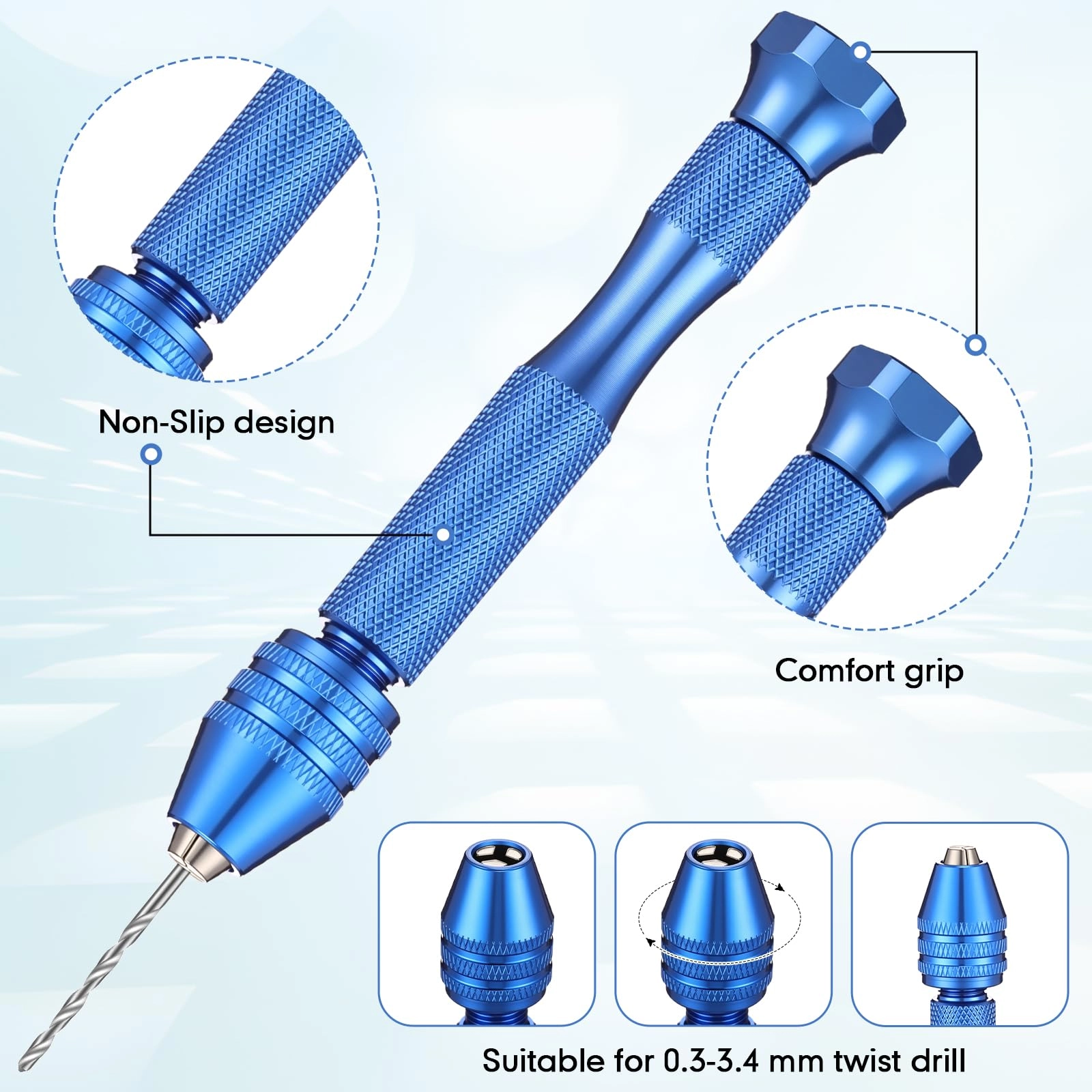 Hand Drill Bits Set - 57 Pieces + Pin Vise Hand Drill - 1 Piece + Micro Twist Drill Bits - 46 Pieces 0.1-1mm + PCB Mini Drill Bits - 10 Pieces