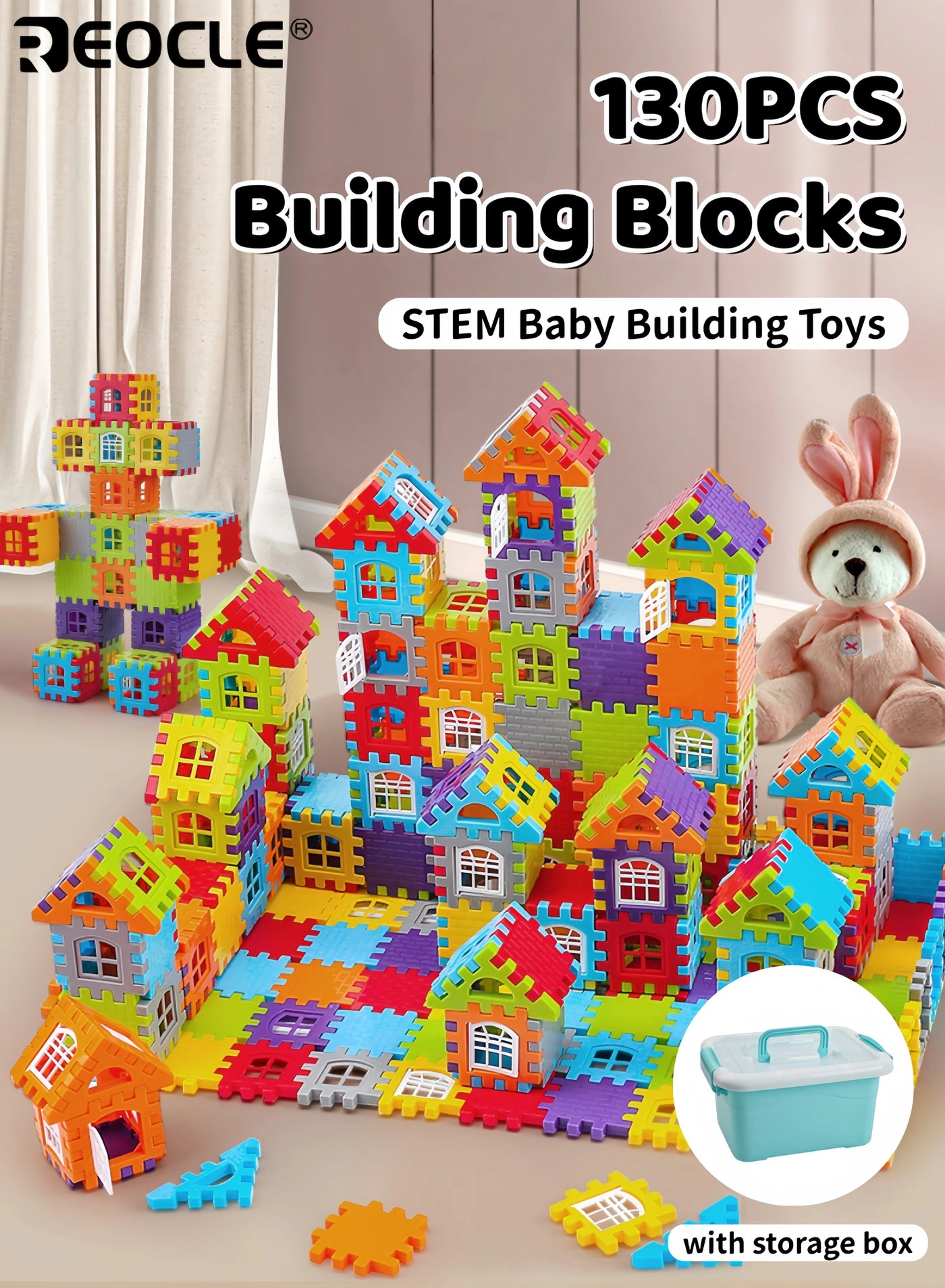 REOCLE Large Building Blocks - 130 pcs
