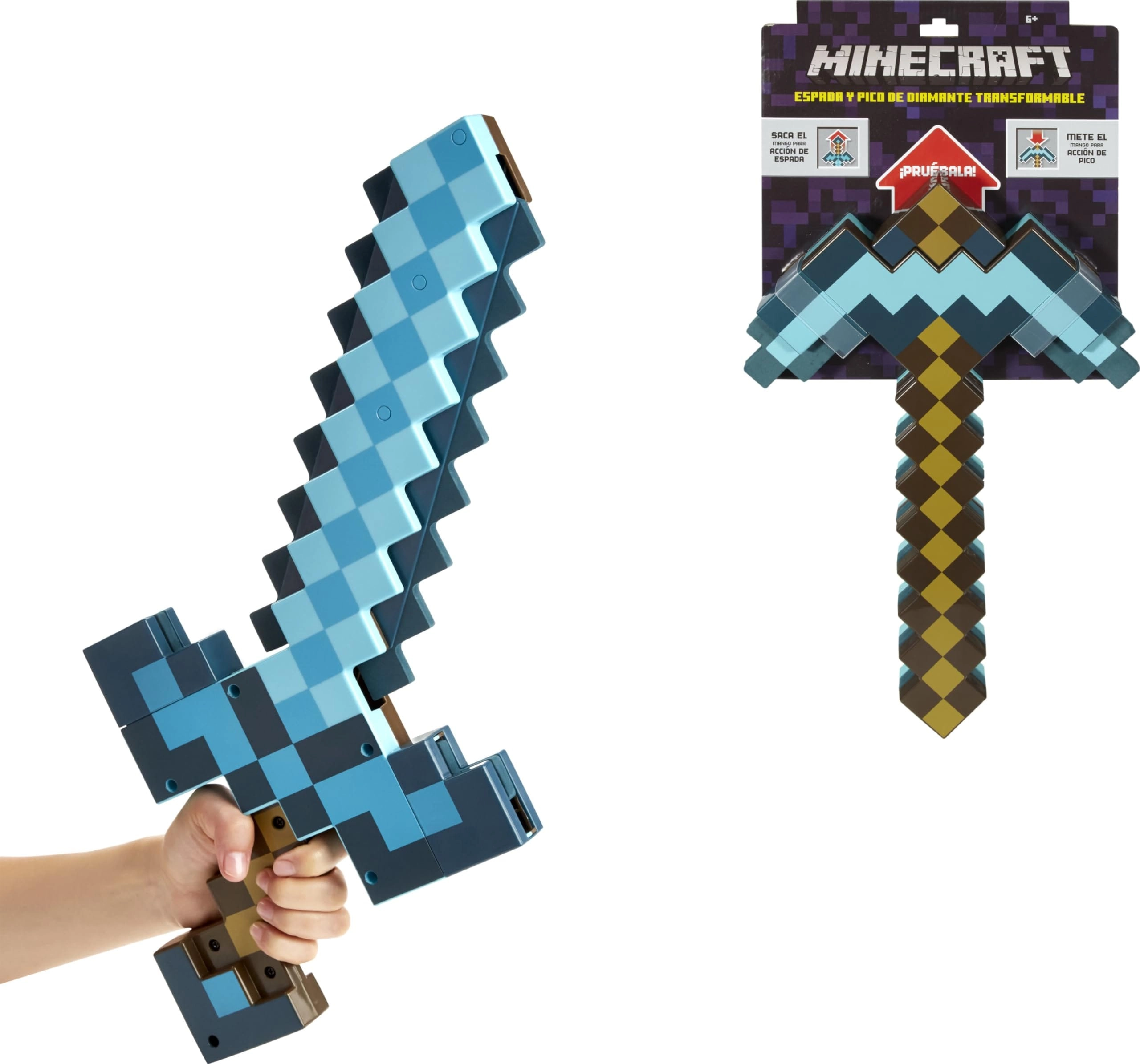 Mattel Minecraft Transforming Diamond Sword & Pick-Axe - Kid-Sized 2-in-1