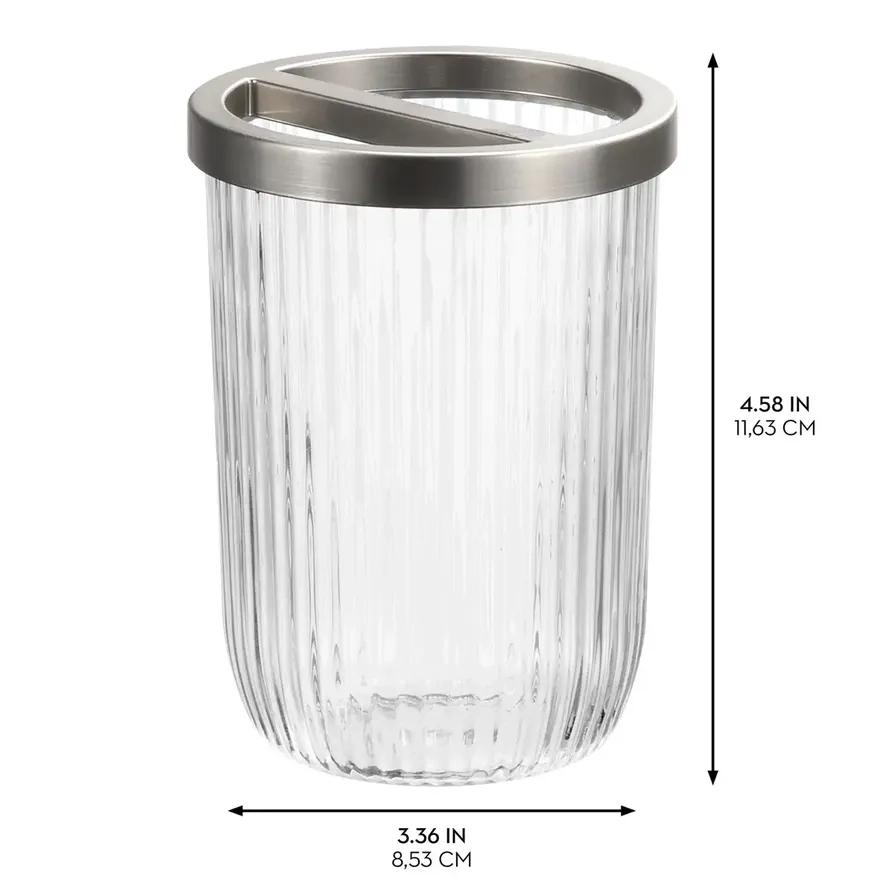 Fluted Glass Toothbrush Holder - countertop