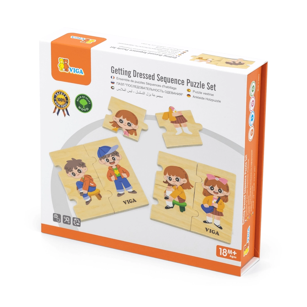 Getting Dressed Sequence Wooden Puzzle (SW-44649) - 28 pcs
