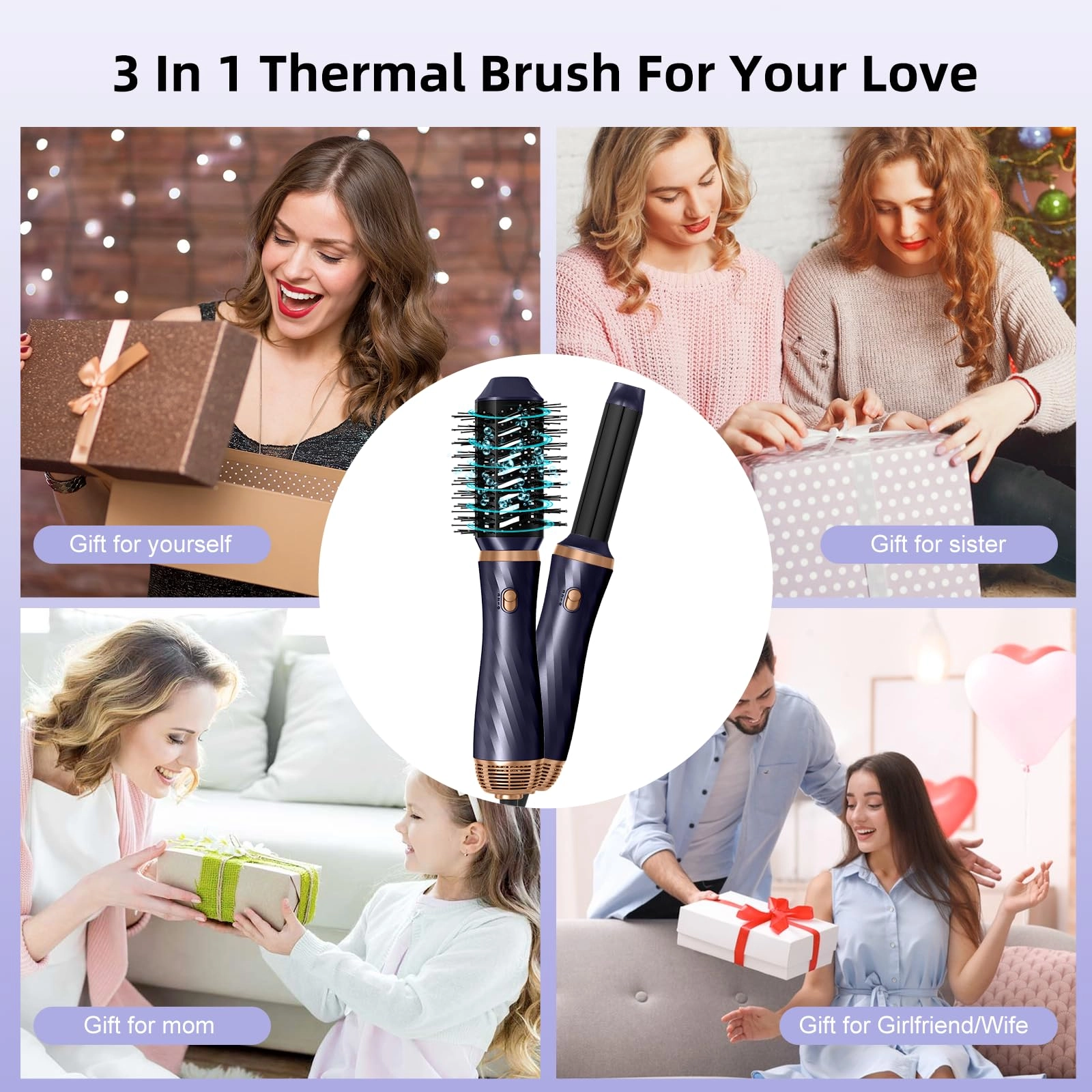 6 in 1 Hair Dryer Brush - 700 watts Gold