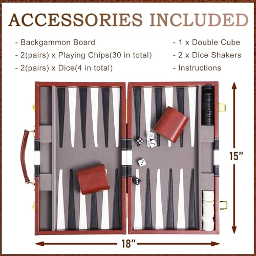 Backgammon Set - Brown Faux Leather