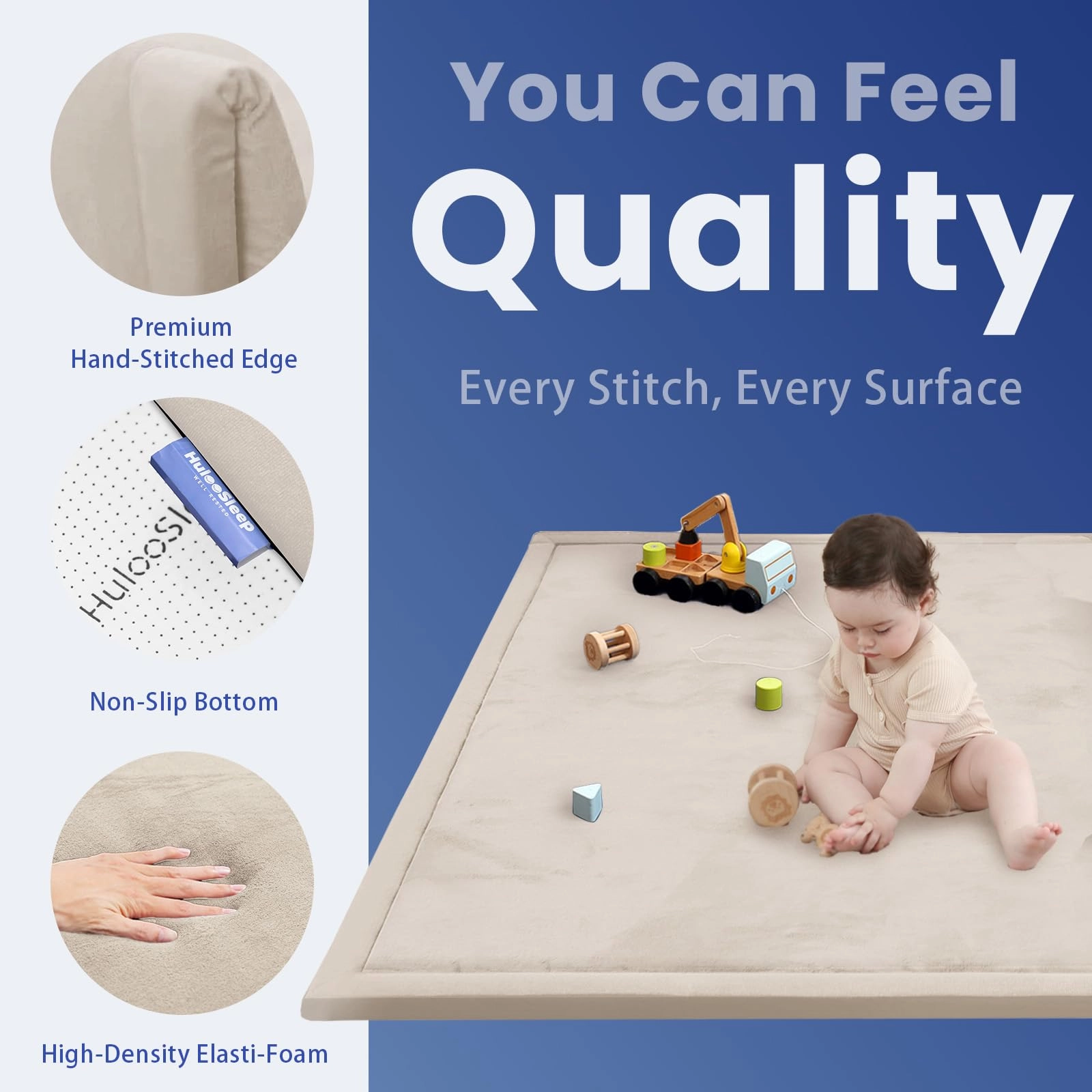 Baby Activity Play Mat - 79"x118" 1.3" Thick Cream