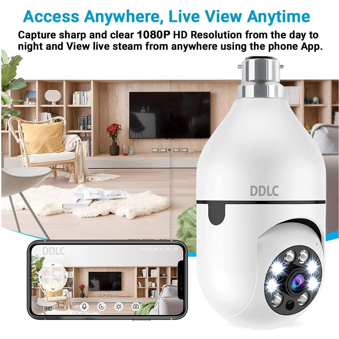 Bulb Light Wireless IP Camera 1080p