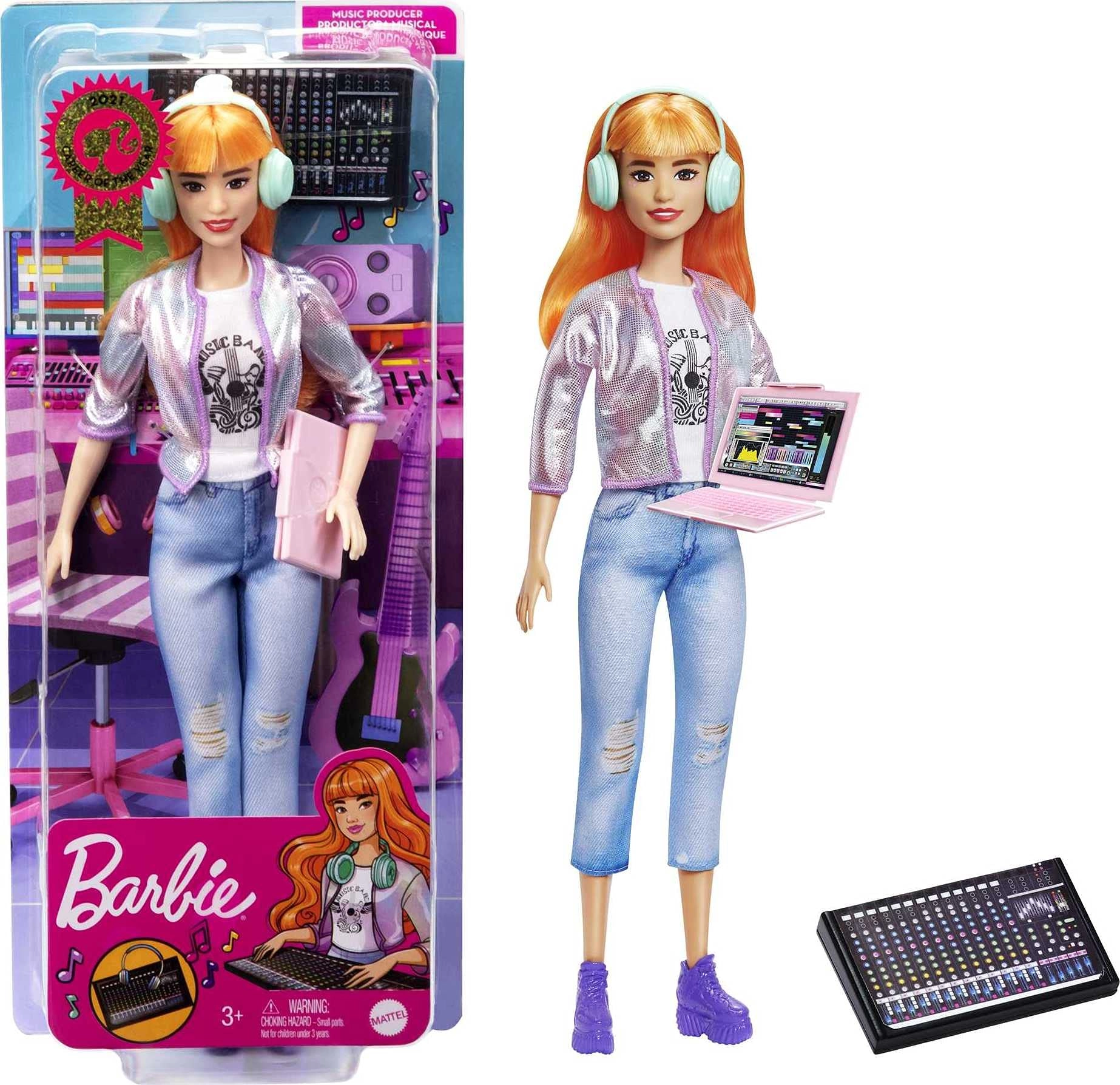 Barbie Music Producer Doll - 12-in Orange Hair Sound Mixing Board Ages 3+