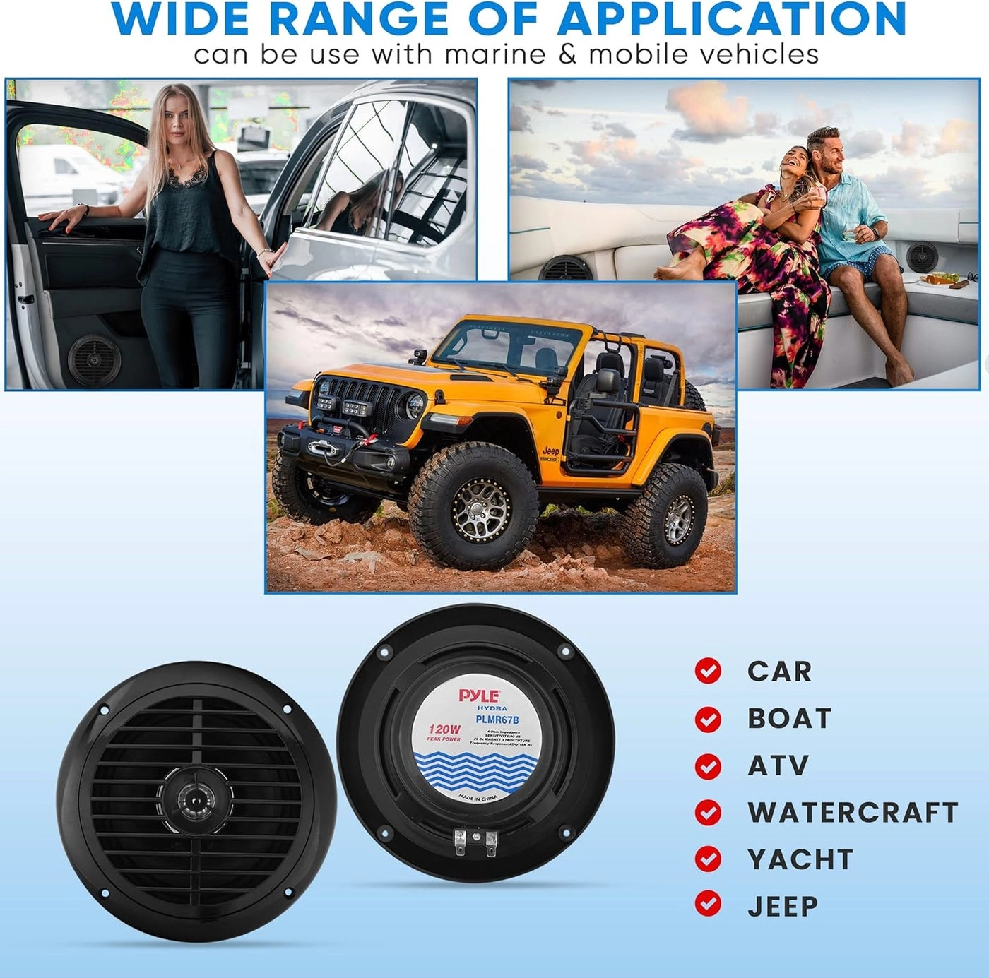 Dual Marine Speakers - 6.5 Inch 120 Watt