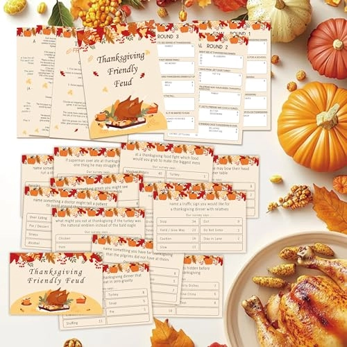 Thanksgiving Feud Quiz - 3 instruction cards 3 final cards 12 preliminary cards 15+