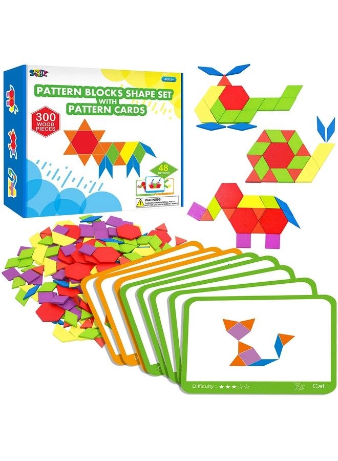 Wooden Pattern Blocks Set - 300 pieces