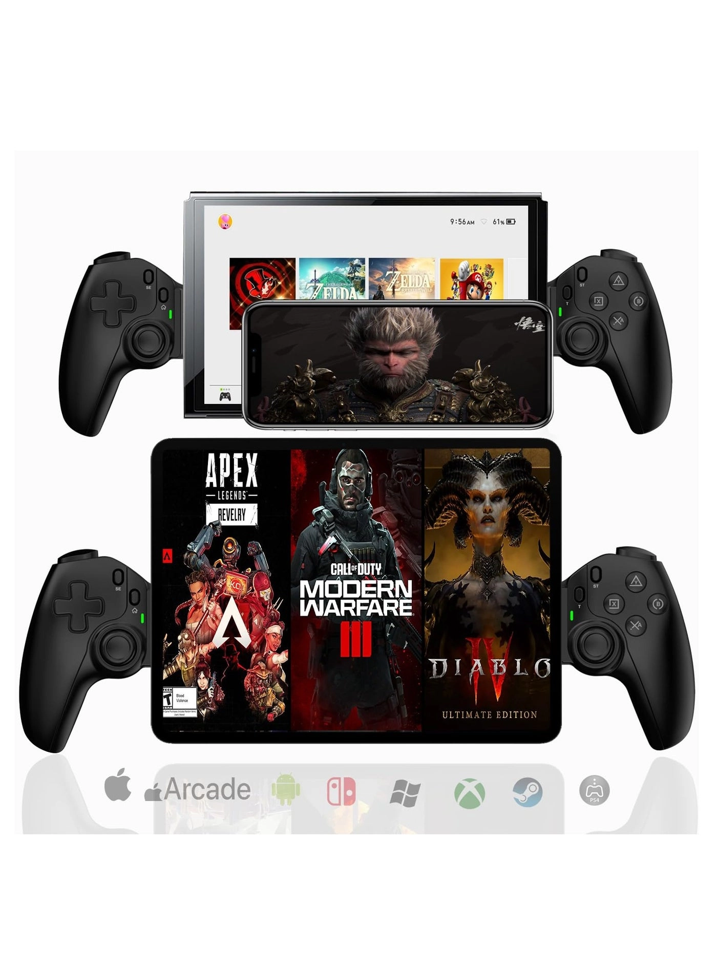Generic PS4 Android iOS Switch Xbox D10 (Black)
