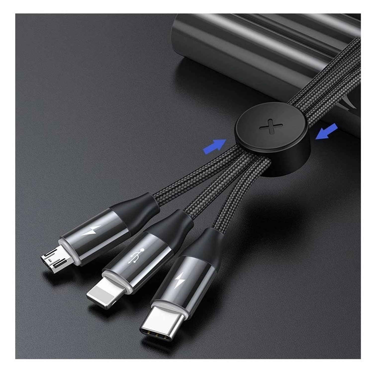 3in1 Charging Cable - 1m iOS/Micro USB/Type C