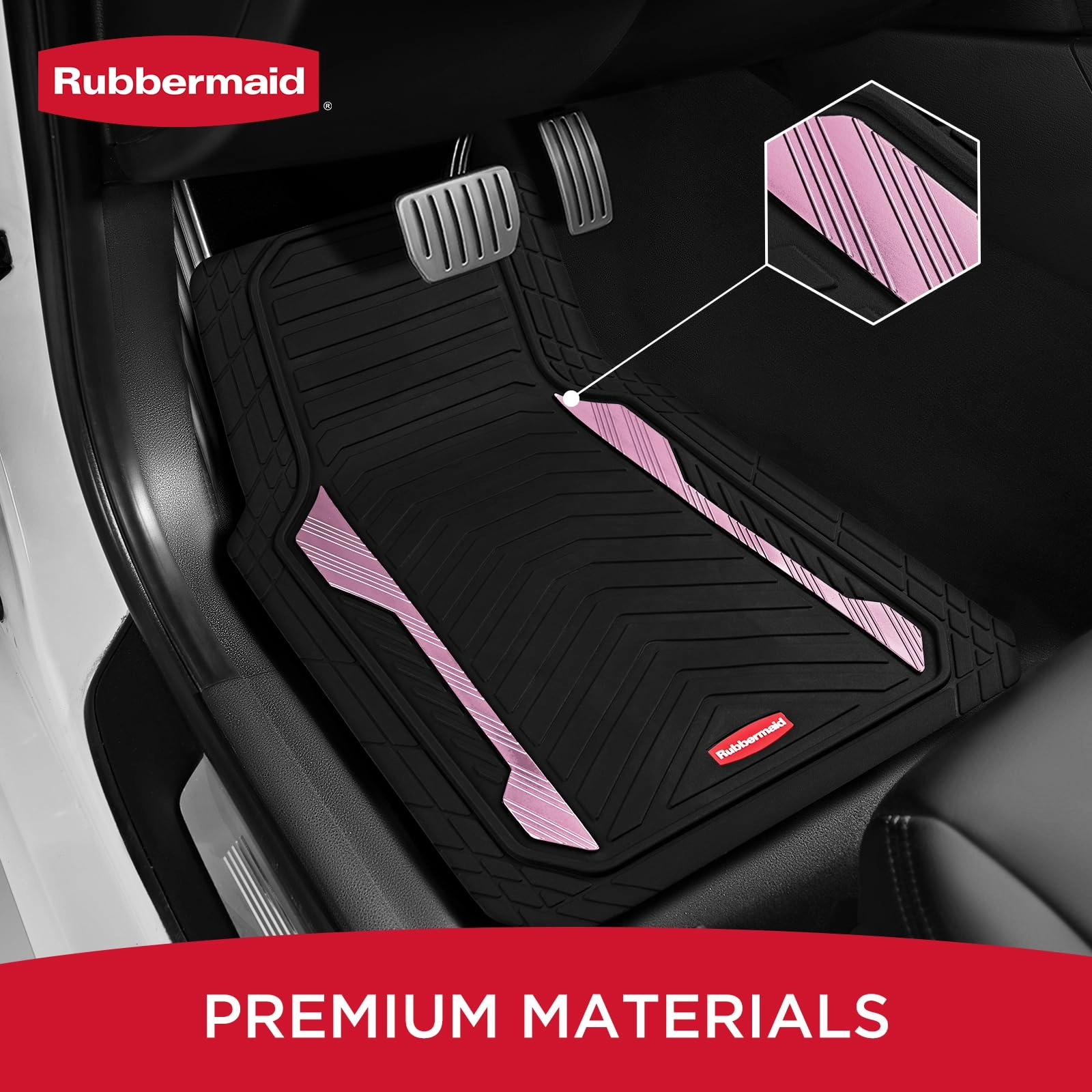 Car Floor Mat - Pink & Silver Universal Fit All-Weather