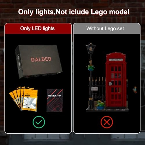 LED Lighting Kit for Lego Ideas Red London Telephone Box - Compatible with 21347 LED