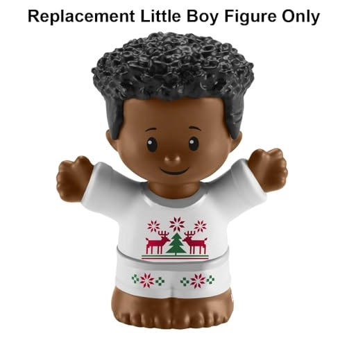 Little People Advent Calendar - African-American Little Boy Figure Wearing White Reindeer Outfit (HGP72)