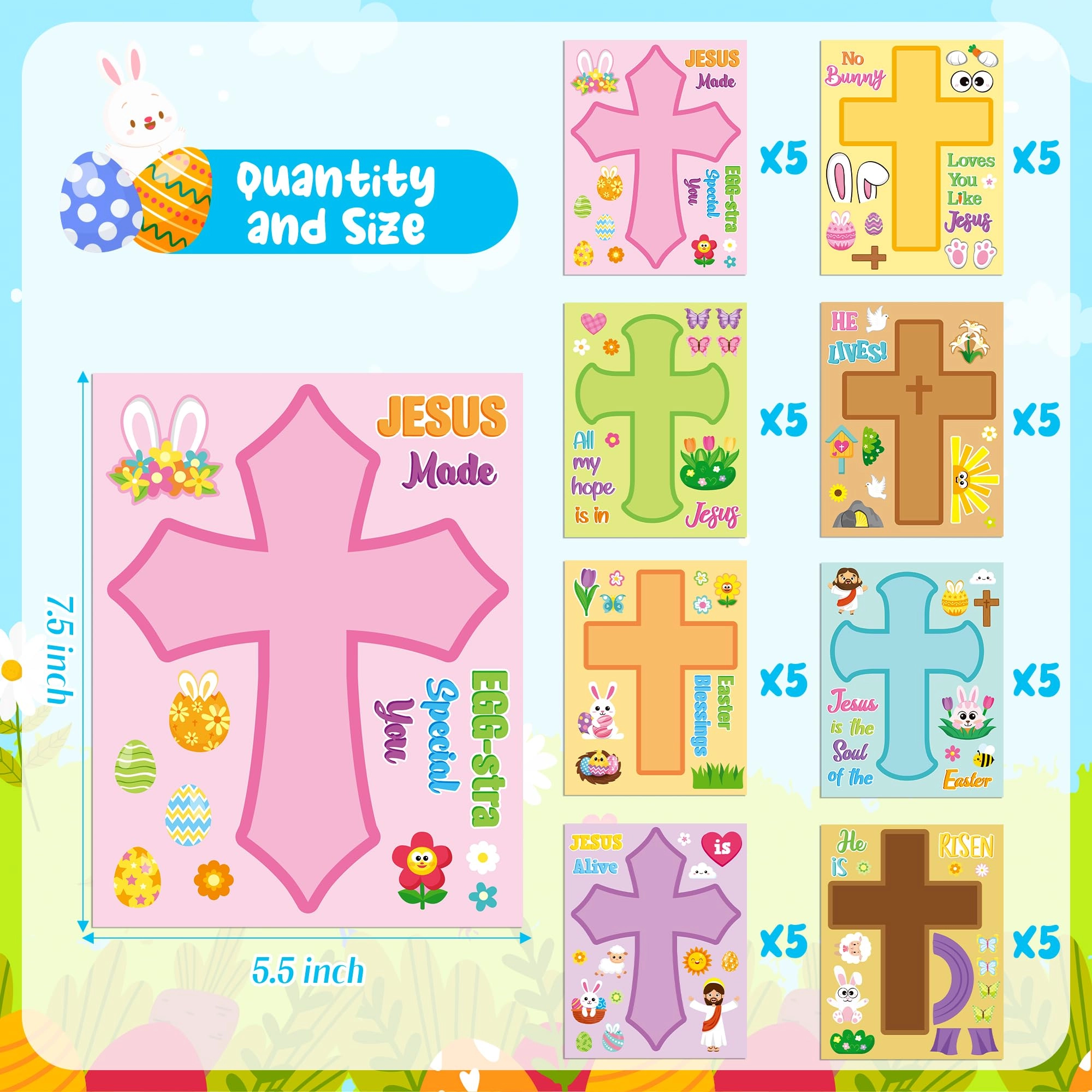 Easter Cross Face Sticker - 40